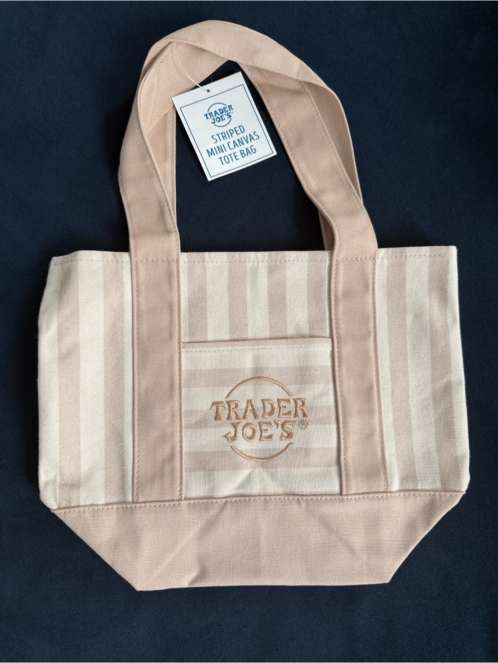 Trader Joe's Striped Mini Canvas Tote in Beige